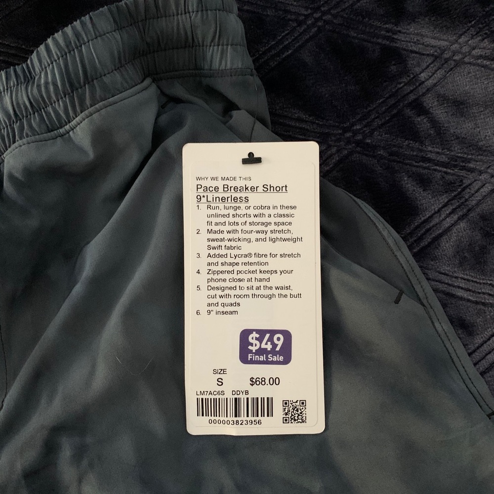 Men’s small lulu lemon running shorts. Linerless